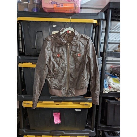 Divided by H&M Size 12 Chocolate Brown Genuine Leather Jacket
